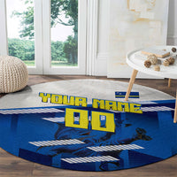 Personalized Curacao Football Round Carpet Marlin Mascot Blue National Flag Accents