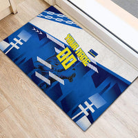 Personalized Curacao Football Rubber Doormat Marlin Mascot Blue National Flag Accents