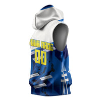 Personalized Curacao Football Sleeveless Hoodie Marlin Mascot Blue National Flag Accents