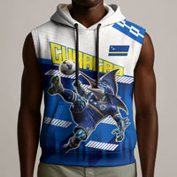 Personalized Curacao Football Sleeveless Hoodie Marlin Mascot Blue National Flag Accents