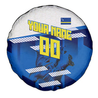 Personalized Curacao Football Spare Tire Cover Marlin Mascot Blue National Flag Accents