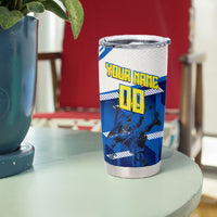 Personalized Curacao Football Tumbler Cup Marlin Mascot Blue National Flag Accents