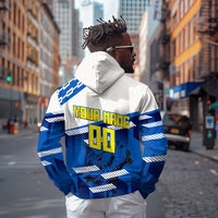 Personalized Curacao Football Zip Hoodie Marlin Mascot Blue National Flag Accents