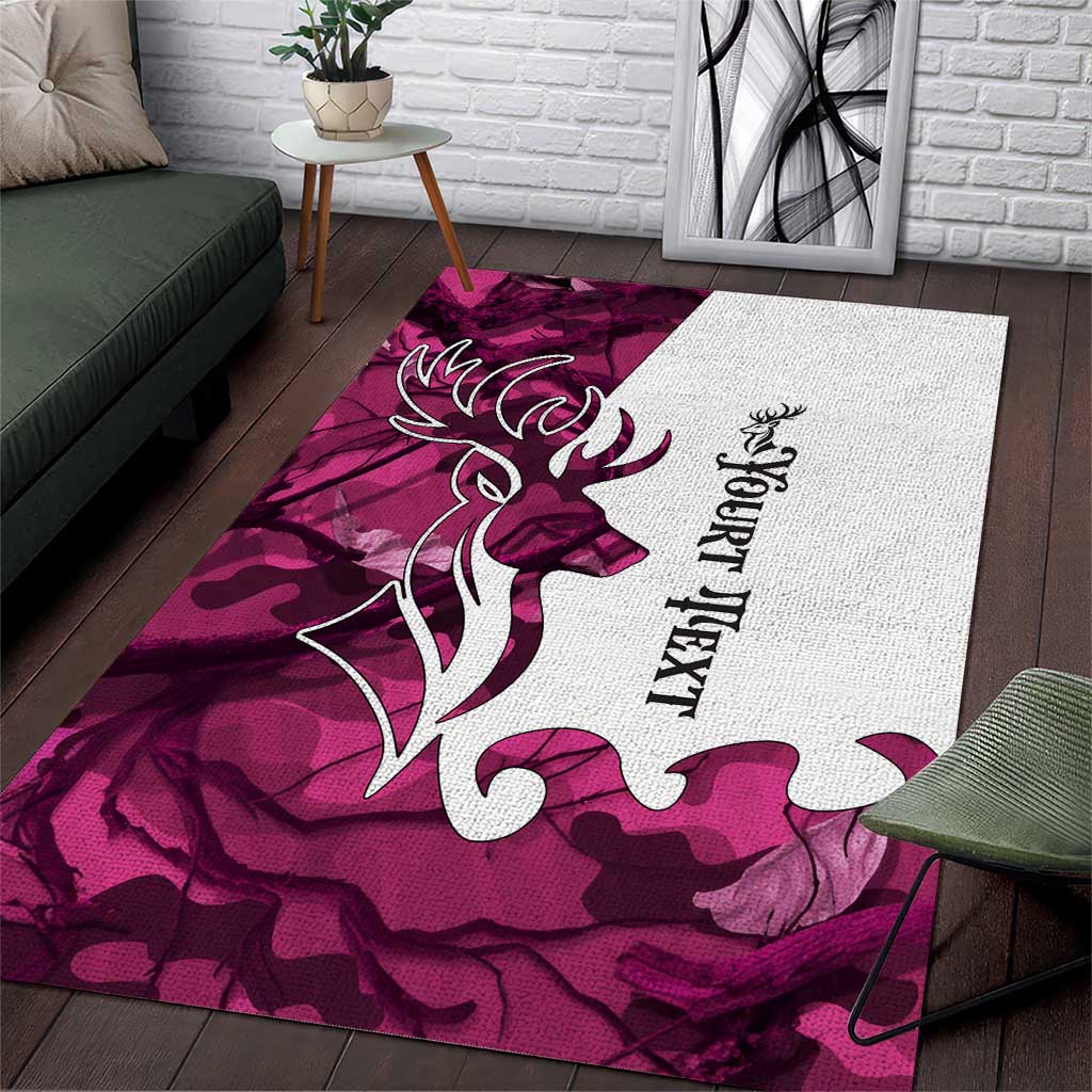 Pink Camo Customize Name Deer Hunting Area Rug Tribal Buck Silhouette - Wonder Print Shop