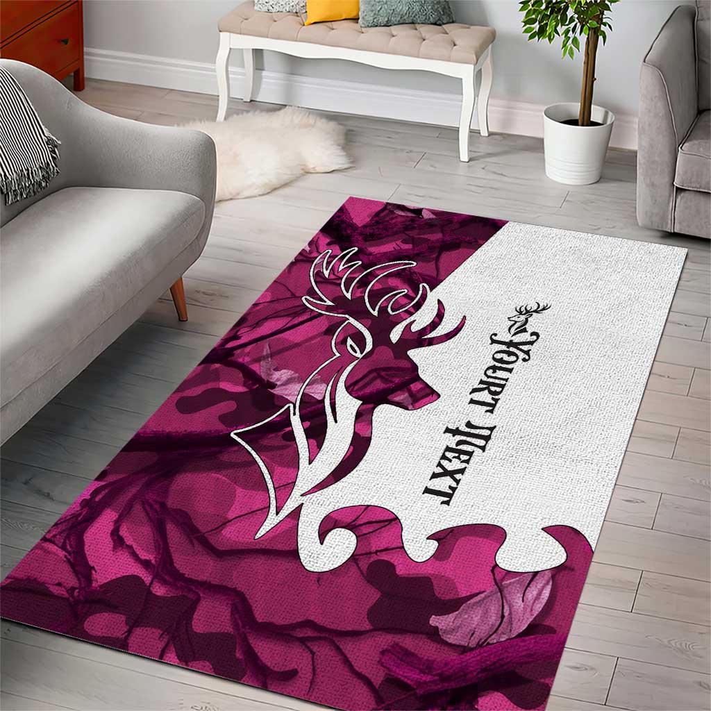 Pink Camo Customize Name Deer Hunting Area Rug Tribal Buck Silhouette - Wonder Print Shop