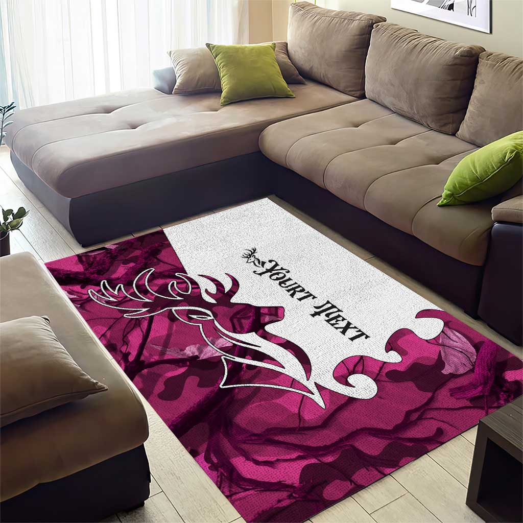 Pink Camo Customize Name Deer Hunting Area Rug Tribal Buck Silhouette - Wonder Print Shop