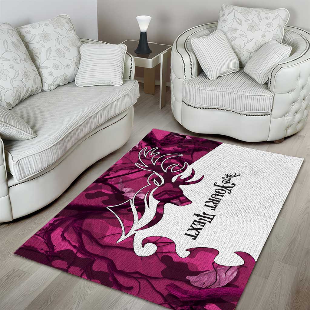 Pink Camo Customize Name Deer Hunting Area Rug Tribal Buck Silhouette - Wonder Print Shop