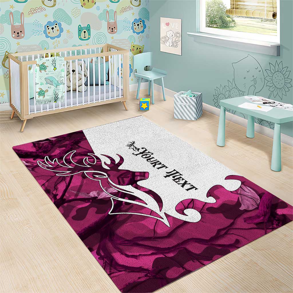 Pink Camo Customize Name Deer Hunting Area Rug Tribal Buck Silhouette - Wonder Print Shop