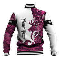 Pink Camo Customize Name Deer Hunting Baseball Jacket Tribal Buck Silhouette - Wonder Print Shop