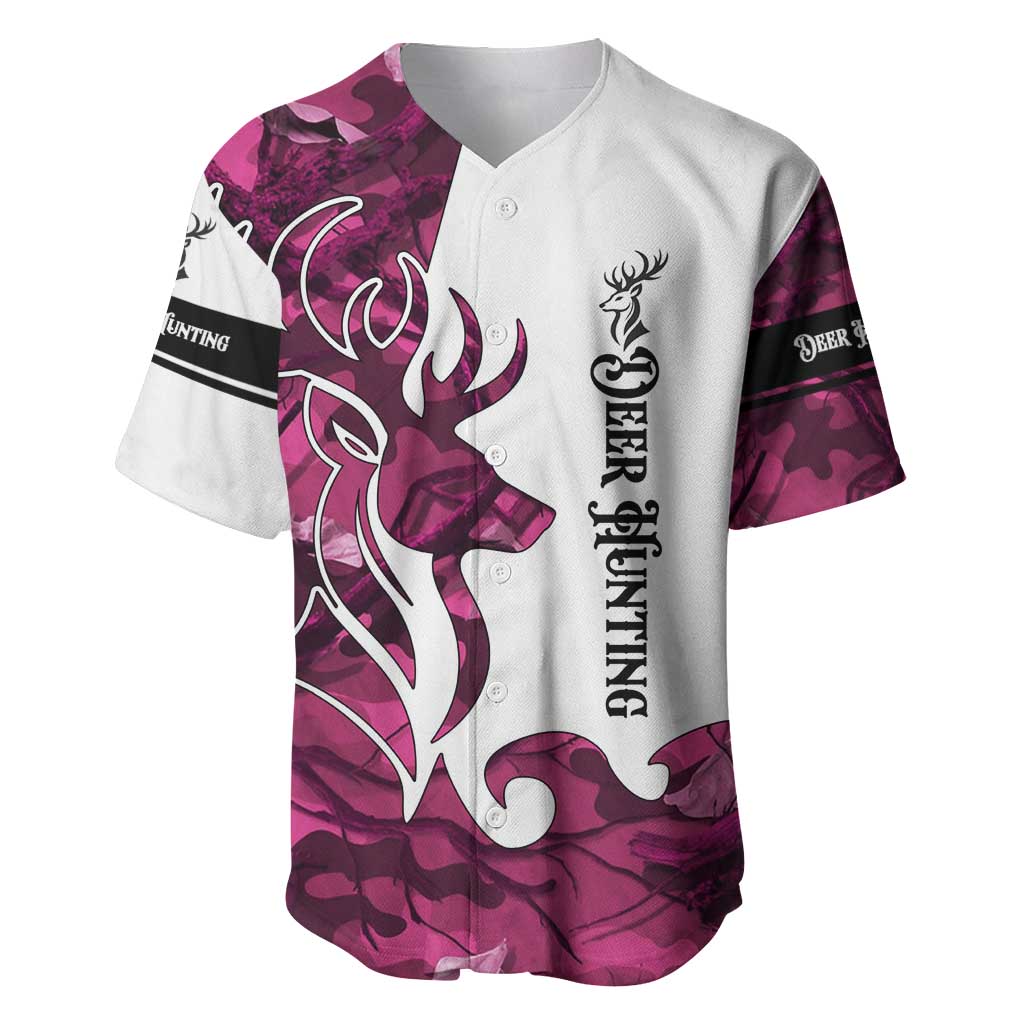 Pink Camo Customize Name Deer Hunting Baseball Jersey Tribal Buck Silhouette - Wonder Print Shop