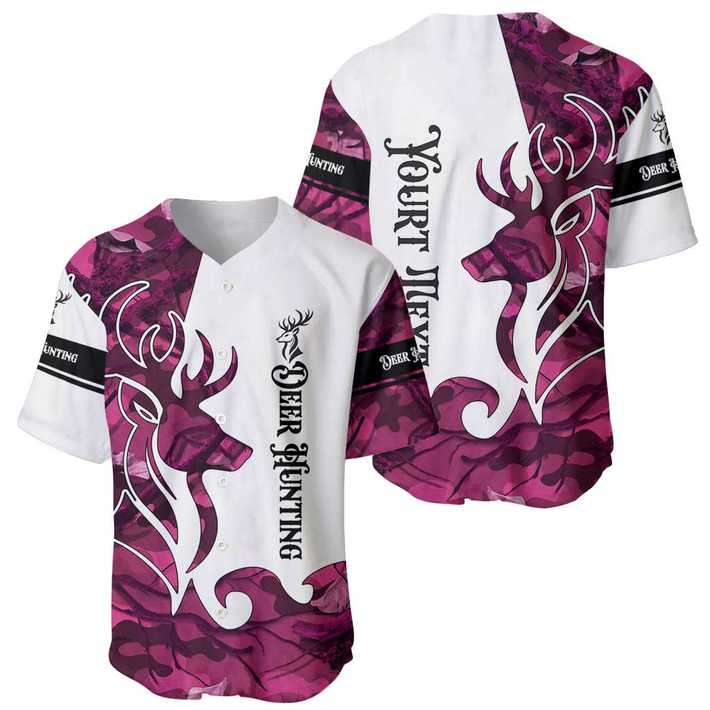 Pink Camo Customize Name Deer Hunting Baseball Jersey Tribal Buck Silhouette - Wonder Print Shop