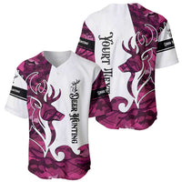 Pink Camo Customize Name Deer Hunting Baseball Jersey Tribal Buck Silhouette - Wonder Print Shop