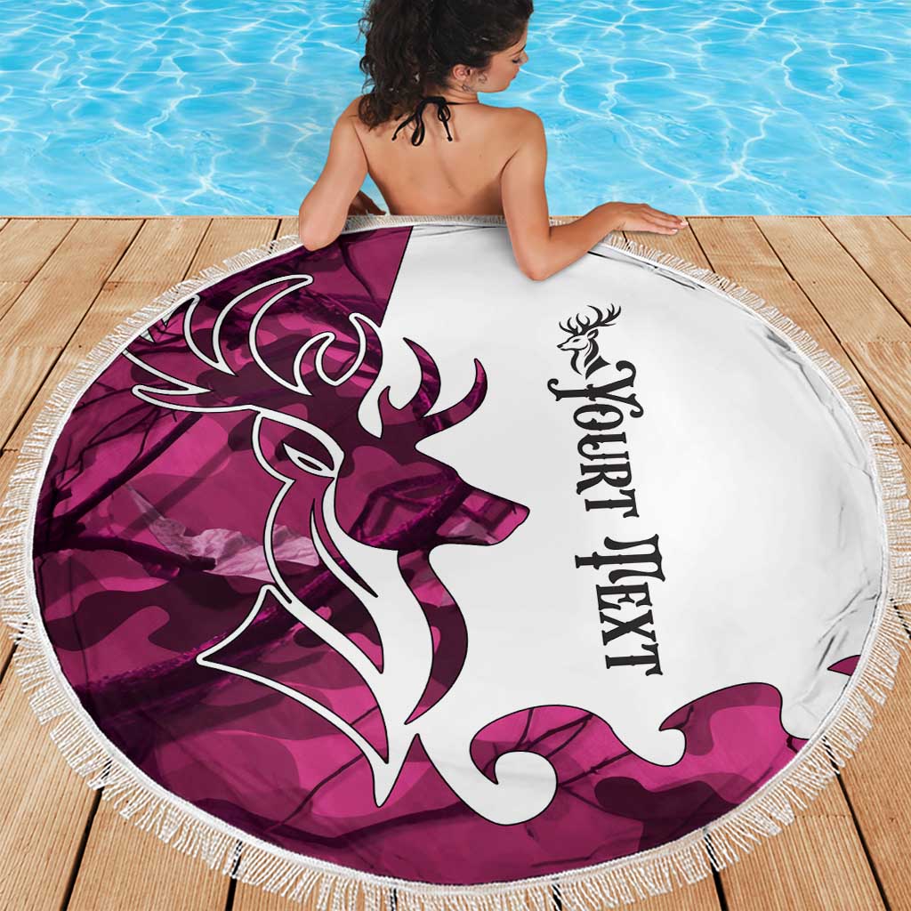 Pink Camo Customize Name Deer Hunting Beach Blanket Tribal Buck Silhouette - Wonder Print Shop