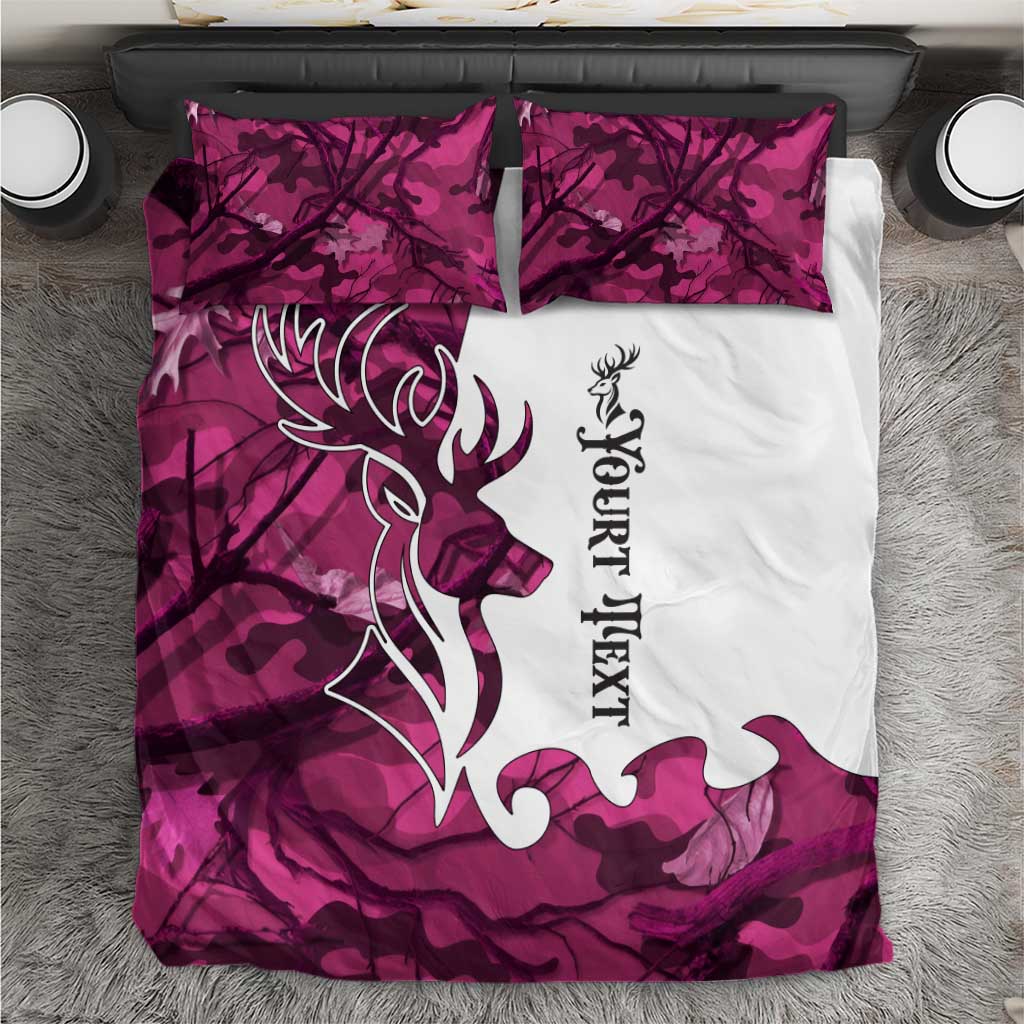 Pink Camo Customize Name Deer Hunting Bedding Set Tribal Buck Silhouette - Wonder Print Shop