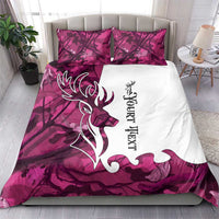 Pink Camo Customize Name Deer Hunting Bedding Set Tribal Buck Silhouette - Wonder Print Shop