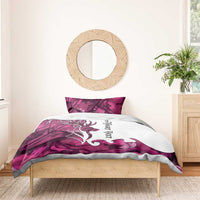 Pink Camo Customize Name Deer Hunting Bedding Set Tribal Buck Silhouette - Wonder Print Shop