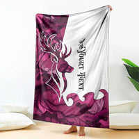 Pink Camo Customize Name Deer Hunting Blanket Tribal Buck Silhouette - Wonder Print Shop