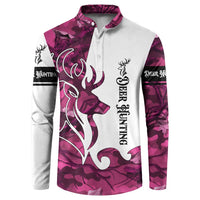 Pink Camo Customize Name Deer Hunting Button Sweatshirt Tribal Buck Silhouette - Wonder Print Shop