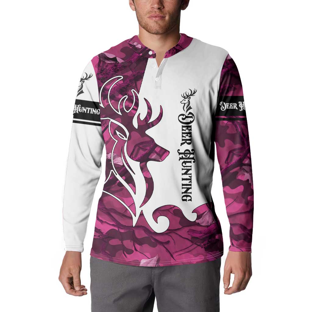 Pink Camo Customize Name Deer Hunting Button Sweatshirt Tribal Buck Silhouette - Wonder Print Shop