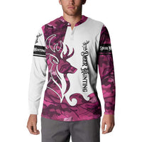Pink Camo Customize Name Deer Hunting Button Sweatshirt Tribal Buck Silhouette - Wonder Print Shop