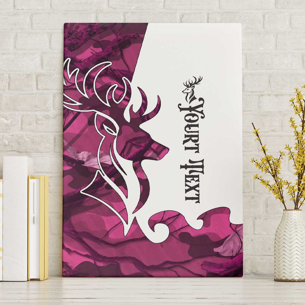 Pink Camo Customize Name Deer Hunting Canvas Wall Art Tribal Buck Silhouette - Wonder Print Shop