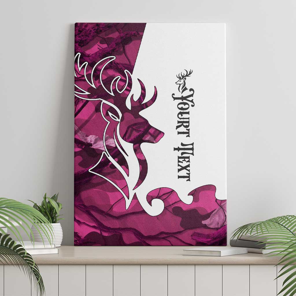 Pink Camo Customize Name Deer Hunting Canvas Wall Art Tribal Buck Silhouette - Wonder Print Shop