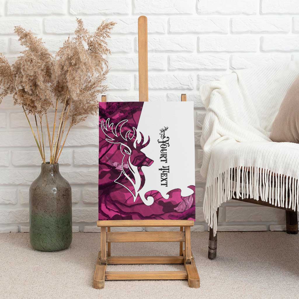 Pink Camo Customize Name Deer Hunting Canvas Wall Art Tribal Buck Silhouette - Wonder Print Shop