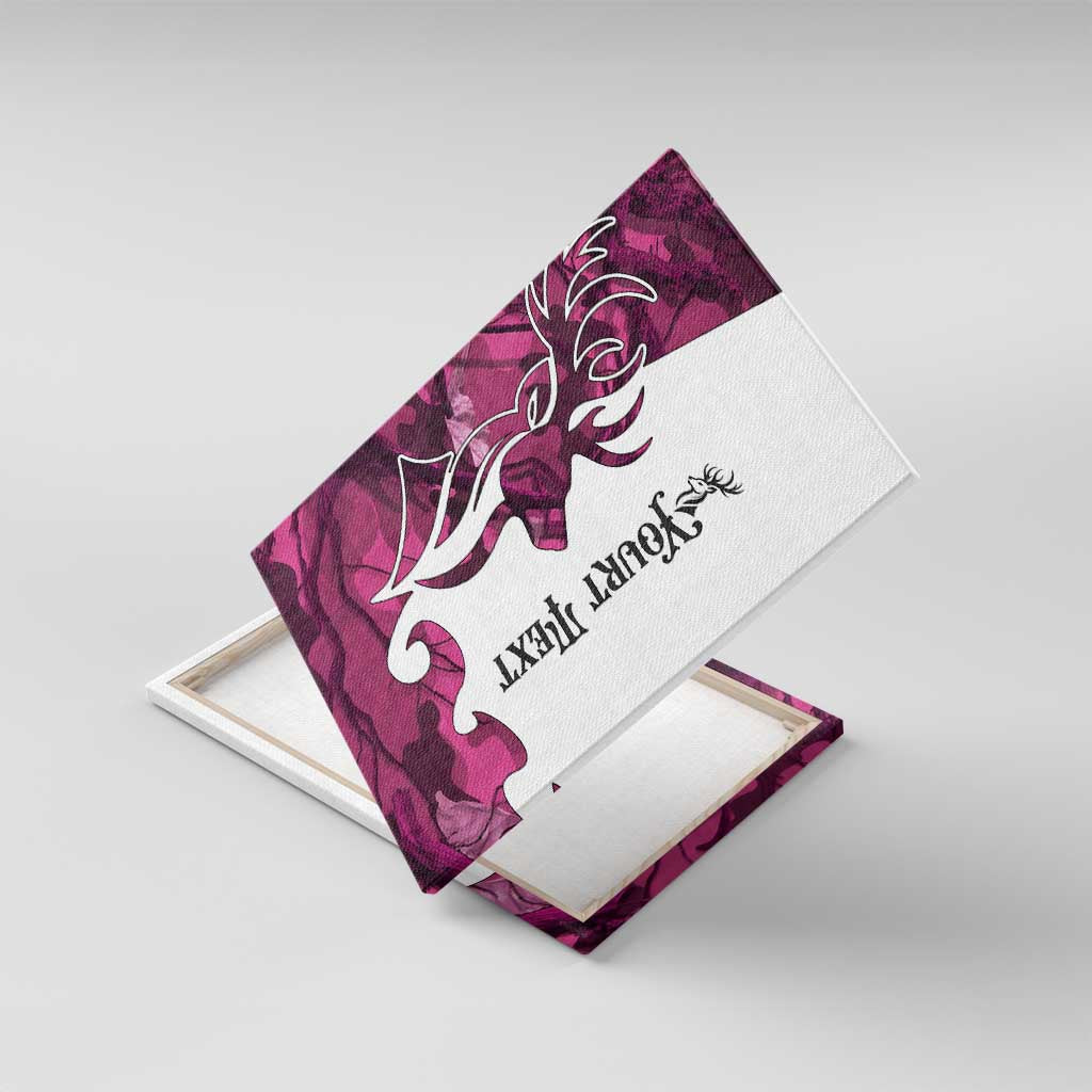Pink Camo Customize Name Deer Hunting Canvas Wall Art Tribal Buck Silhouette - Wonder Print Shop