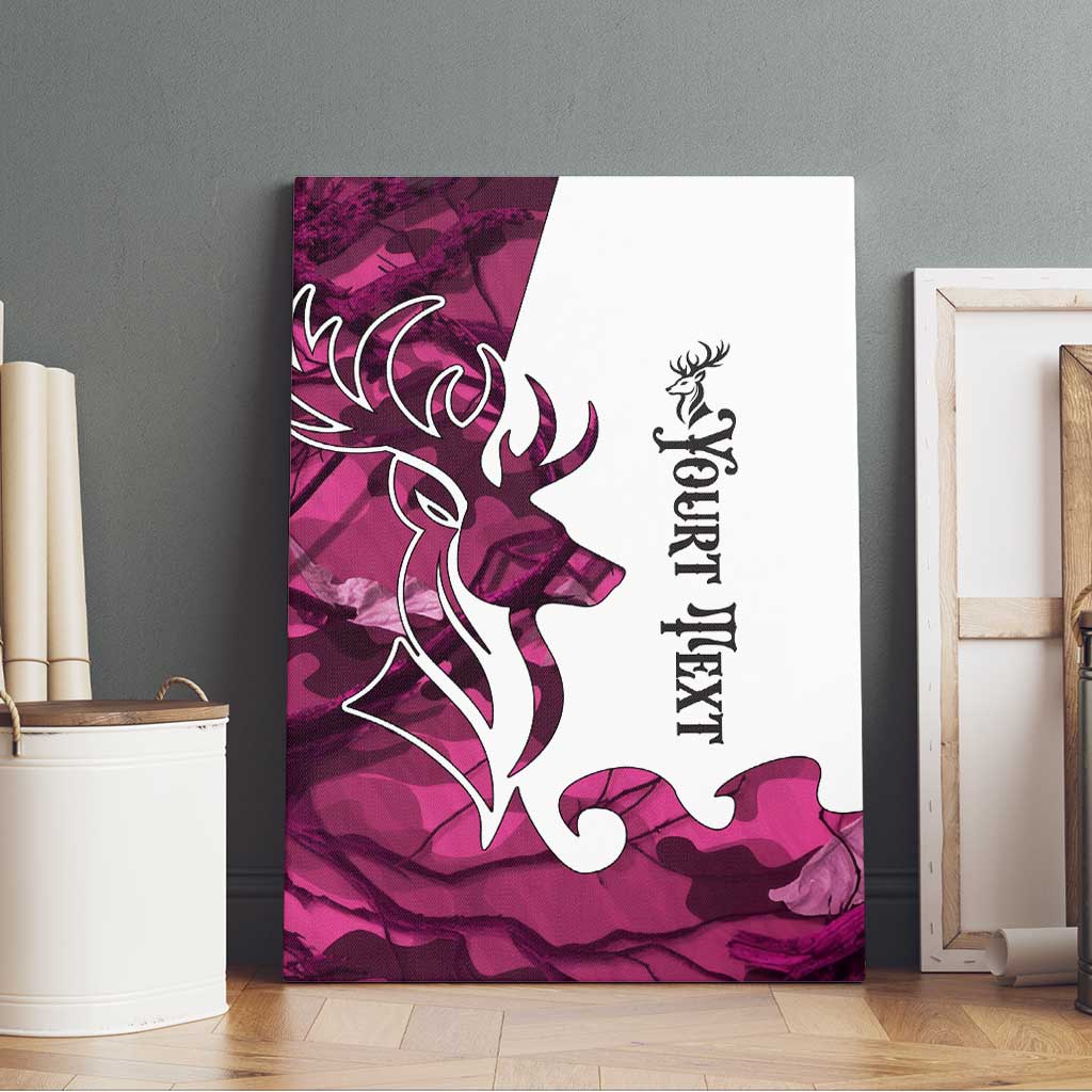 Pink Camo Customize Name Deer Hunting Canvas Wall Art Tribal Buck Silhouette - Wonder Print Shop