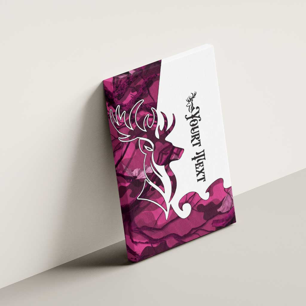 Pink Camo Customize Name Deer Hunting Canvas Wall Art Tribal Buck Silhouette - Wonder Print Shop