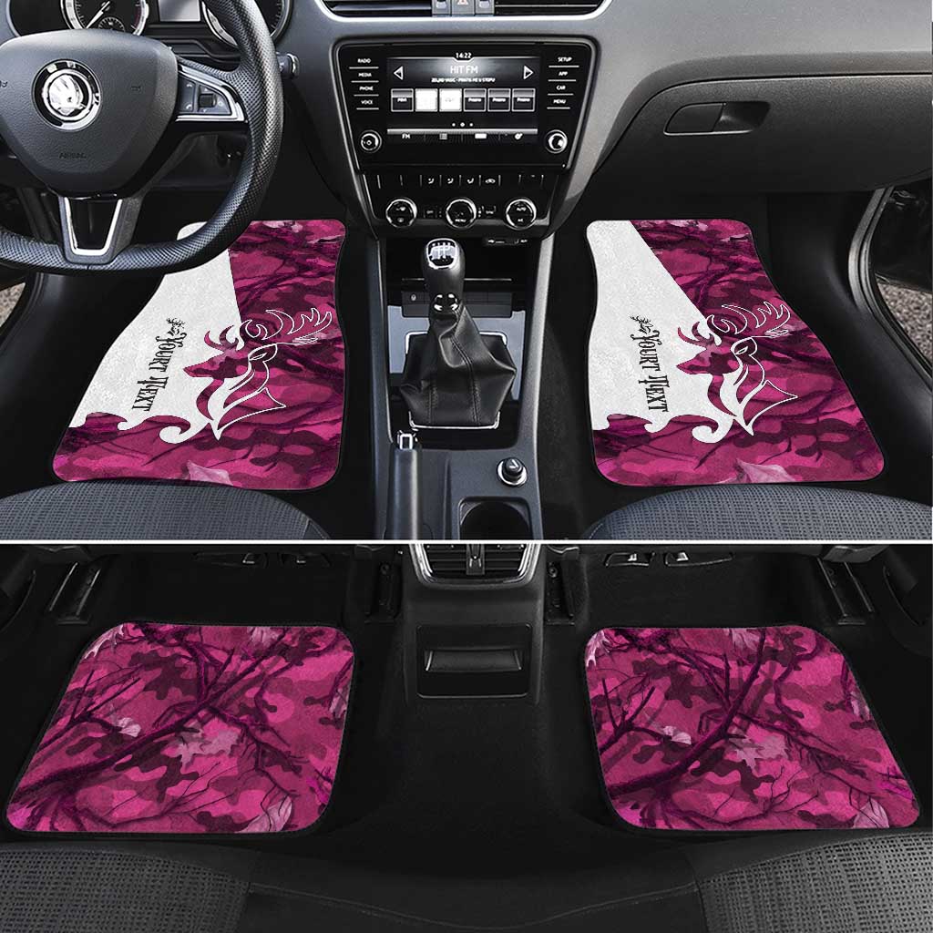 Pink Camo Customize Name Deer Hunting Car Mats Tribal Buck Silhouette - Wonder Print Shop