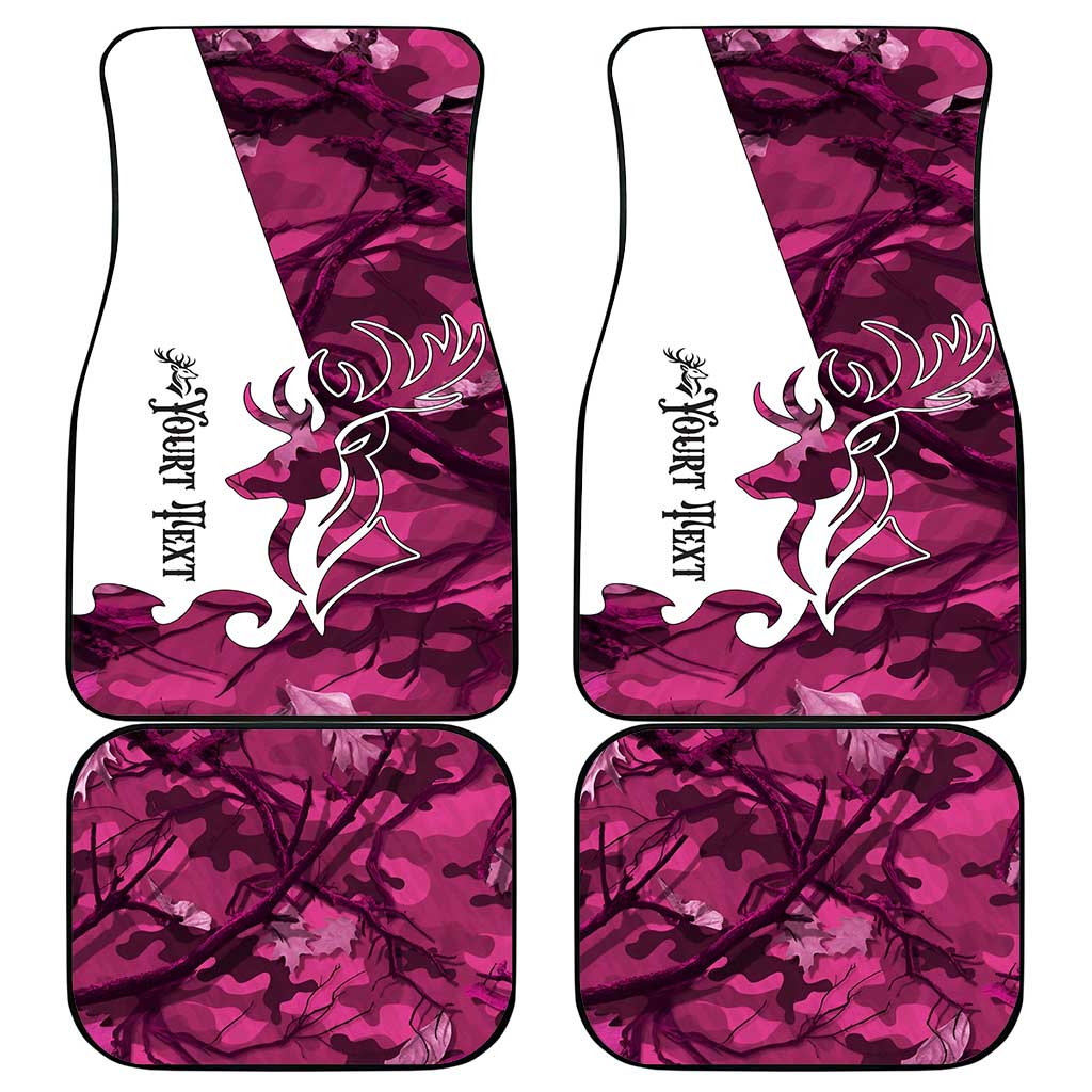 Pink Camo Customize Name Deer Hunting Car Mats Tribal Buck Silhouette - Wonder Print Shop