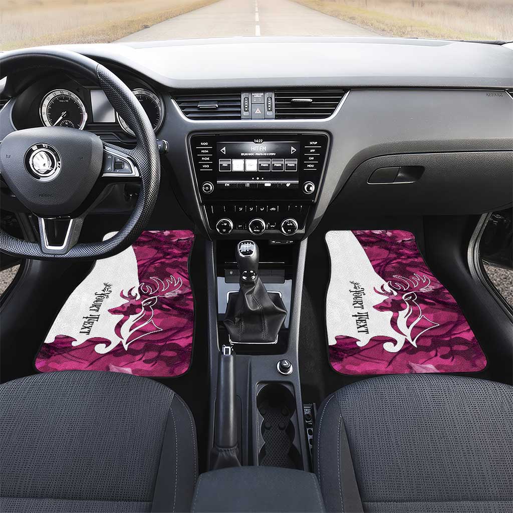 Pink Camo Customize Name Deer Hunting Car Mats Tribal Buck Silhouette - Wonder Print Shop