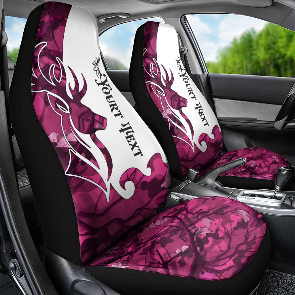 Pink Camo Customize Name Deer Hunting Car Seat Cover Tribal Buck Silhouette - Wonder Print Shop