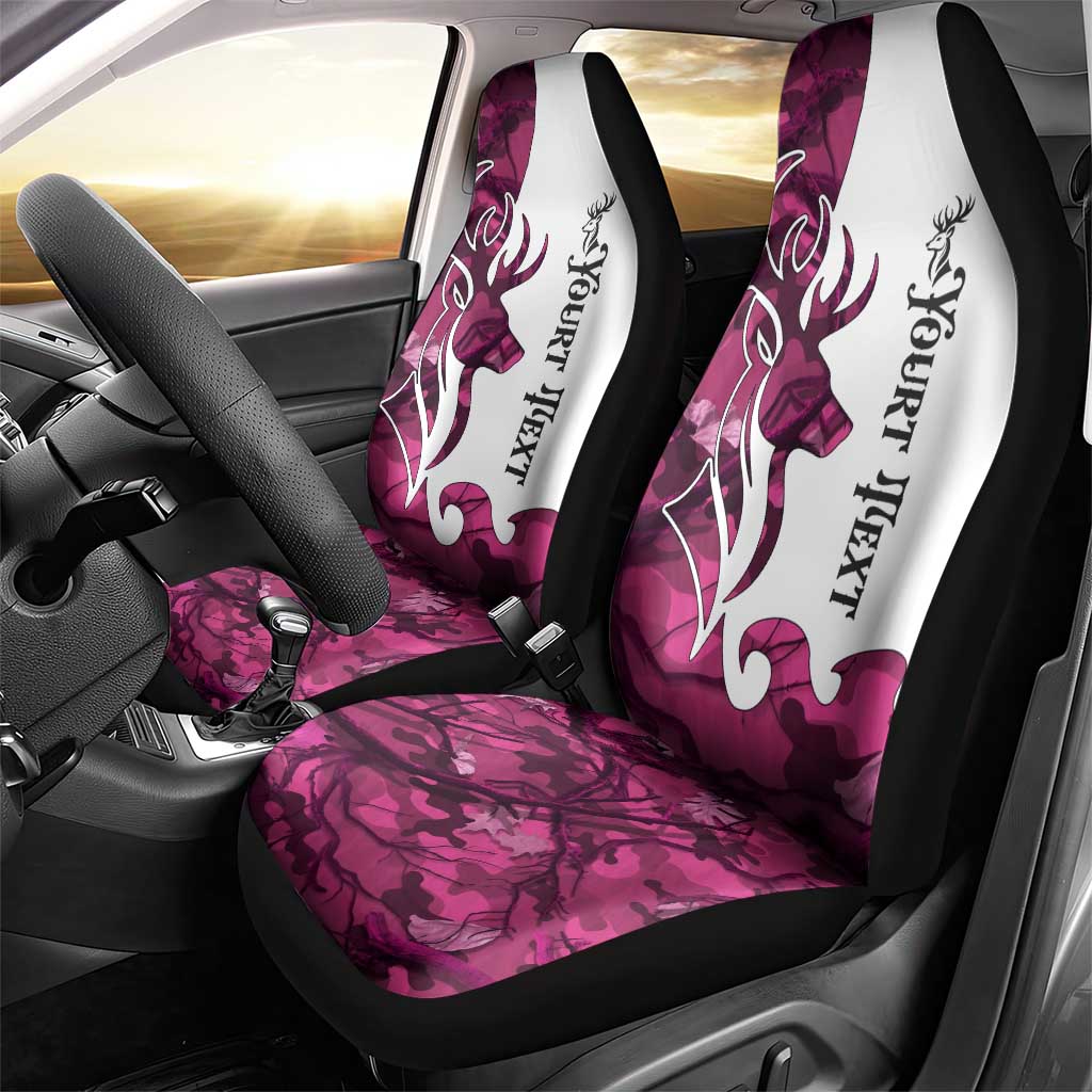 Pink Camo Customize Name Deer Hunting Car Seat Cover Tribal Buck Silhouette - Wonder Print Shop