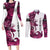 Pink Camo Customize Name Deer Hunting Couples Matching Long Sleeve Bodycon Dress and Long Sleeve Button Shirt Tribal Buck Silhouette - Wonder Print Shop