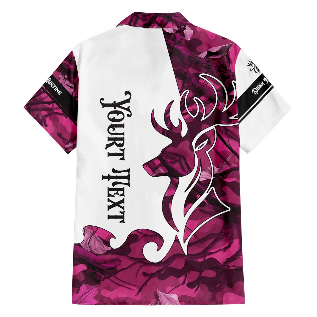 Pink Camo Customize Name Deer Hunting Family Matching Off Shoulder Maxi Dress and Hawaiian Shirt Tribal Buck Silhouette - Wonder Print Shop