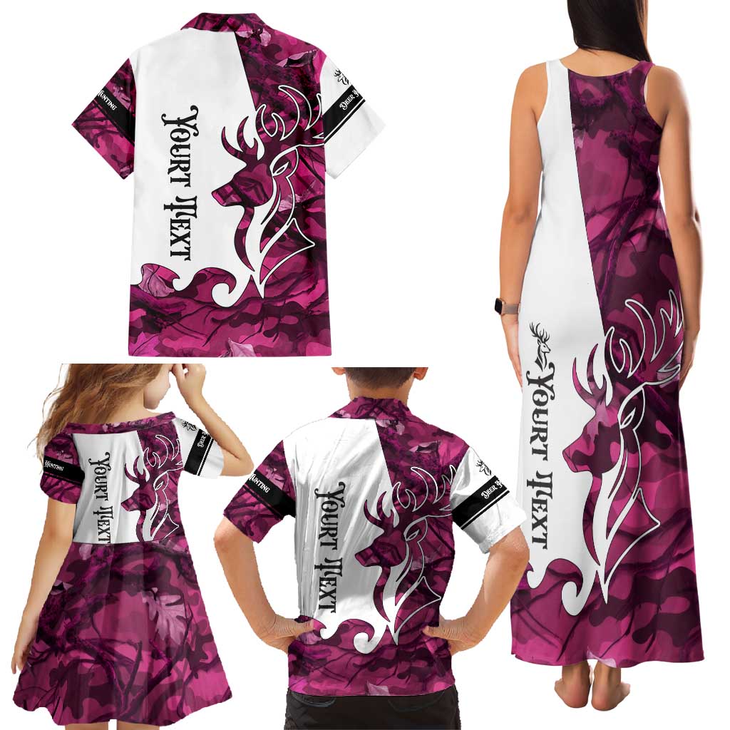Pink Camo Customize Name Deer Hunting Family Matching Tank Maxi Dress and Hawaiian Shirt Tribal Buck Silhouette - Wonder Print Shop