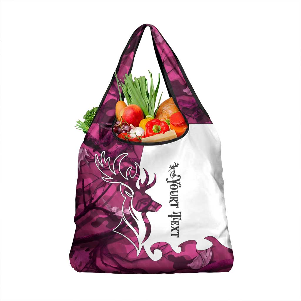 Pink Camo Customize Name Deer Hunting Grocery Bag Tribal Buck Silhouette - Wonder Print Shop