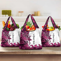 Pink Camo Customize Name Deer Hunting Grocery Bag Tribal Buck Silhouette - Wonder Print Shop