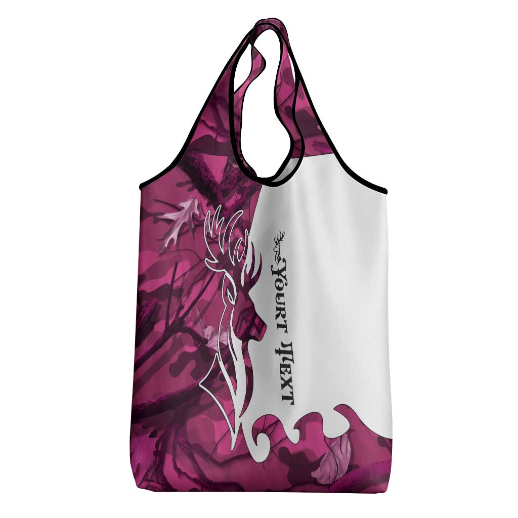 Pink Camo Customize Name Deer Hunting Grocery Bag Tribal Buck Silhouette - Wonder Print Shop