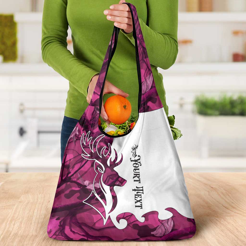 Pink Camo Customize Name Deer Hunting Grocery Bag Tribal Buck Silhouette - Wonder Print Shop