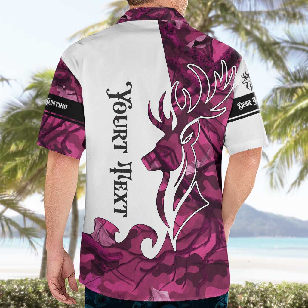 Pink Camo Customize Name Deer Hunting Hawaiian Shirt Tribal Buck Silhouette - Wonder Print Shop