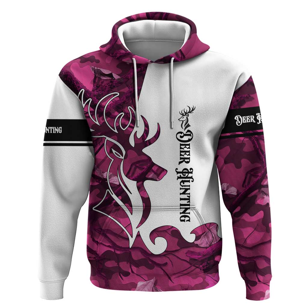 Pink Camo Customize Name Deer Hunting Hoodie Tribal Buck Silhouette - Wonder Print Shop