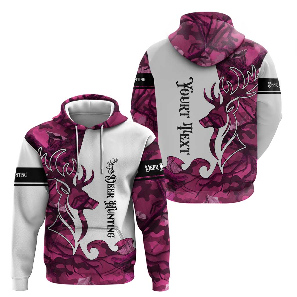 Pink Camo Customize Name Deer Hunting Hoodie Tribal Buck Silhouette - Wonder Print Shop