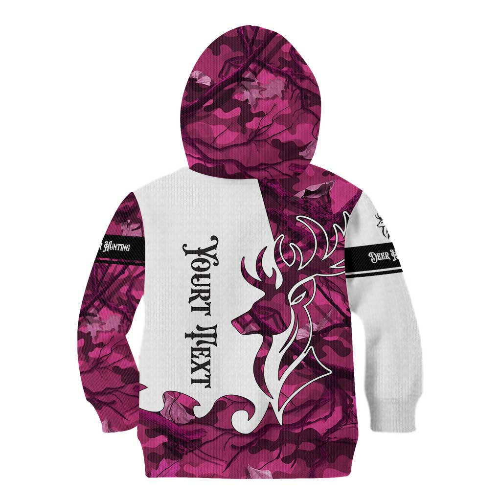 Pink Camo Customize Name Deer Hunting Kid Hoodie Tribal Buck Silhouette - Wonder Print Shop