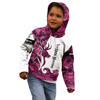 Pink Camo Customize Name Deer Hunting Kid Hoodie Tribal Buck Silhouette - Wonder Print Shop