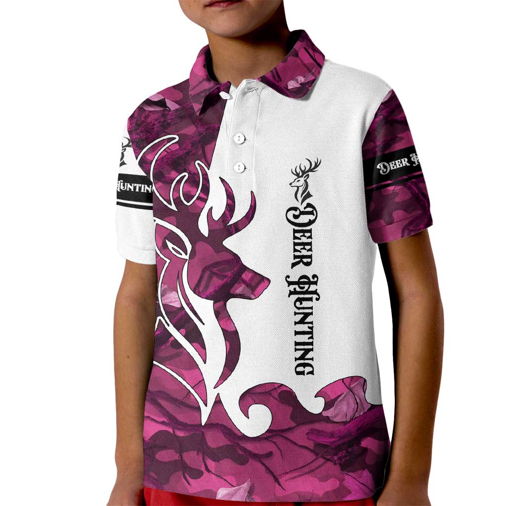 Pink Camo Customize Name Deer Hunting Kid Polo Shirt Tribal Buck Silhouette - Wonder Print Shop