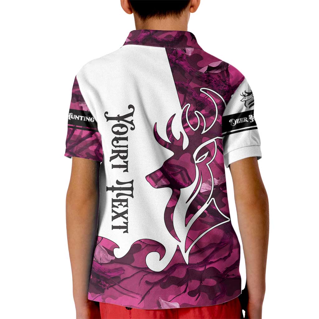 Pink Camo Customize Name Deer Hunting Kid Polo Shirt Tribal Buck Silhouette - Wonder Print Shop
