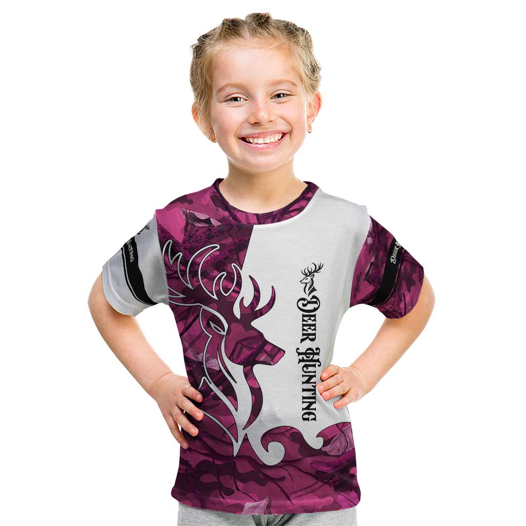 Pink Camo Customize Name Deer Hunting Kid T Shirt Tribal Buck Silhouette - Wonder Print Shop